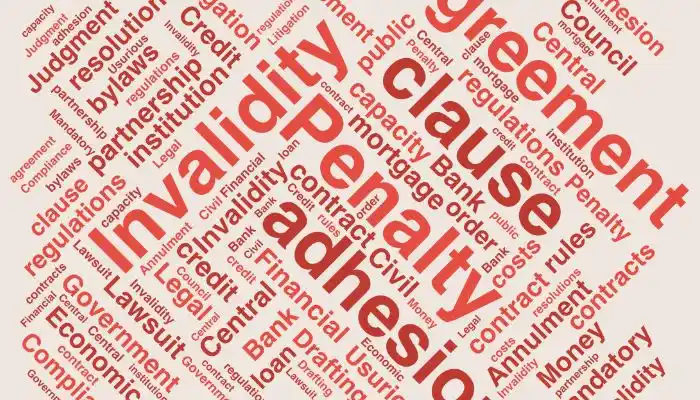 The invalidity of the penalty clause, the invalidity of the adhesion agreement, and also the invalidity of the mortgage contract of a financial and credit institution lacking authorization from the Central Bank